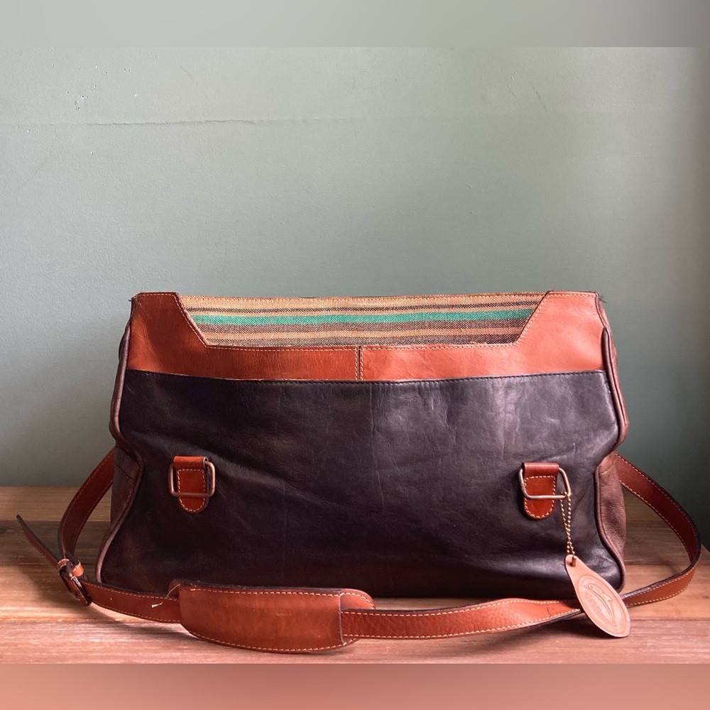 Vintage Delfina Leather Color Block Messenger Bag - Picture 3 of 13